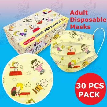 30 Pcs Peanuts Snoopy & Family Comics Color Disposable Face Mask 100% Taiwan Made Anti-Dust Filter Breathable 3 Layers 