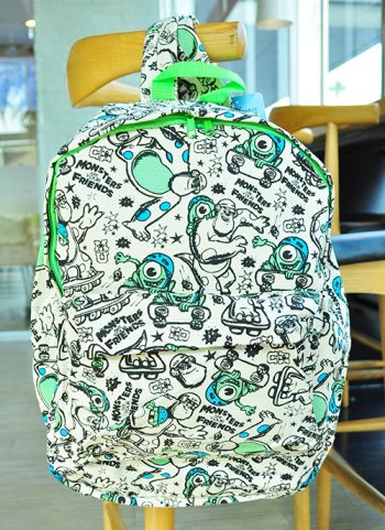 Monsters University Mike James Graffiti Canvas Backpack Rucksack School Bag