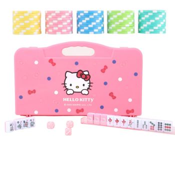 Sanrio Hello Kitty Face Mini Mahjong Set Pink + Optional Hello Kitty Chips Travel Dorm 