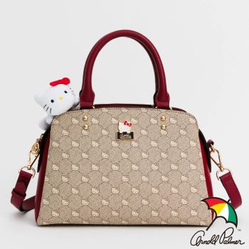 Arnold Palmer X Hello Kitty Blink Shoulder Bag Handbag w/ Shoulder Strap Women Girls Ladies Bag Burgundy