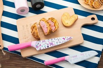 Hello Kitty Stainless Steel Chef Knife w/ Cover Kitchen Ware Color Printing Pink