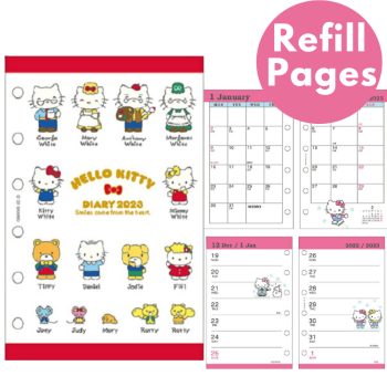 2021 - 2022 Hello Kitty & Mimmy Agenda Refills for FF Pocket Organiser PINK Sanrio Japan Planner Setup