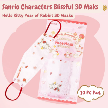 20 Pcs Sanrio Characters x Miniso Year of Rabbit 3D Disposable Face Masks Anti-Dust Filter Breathable 3 Layers Hello Kitty My Melody Kuromi Pochacco Cinnamoroll
