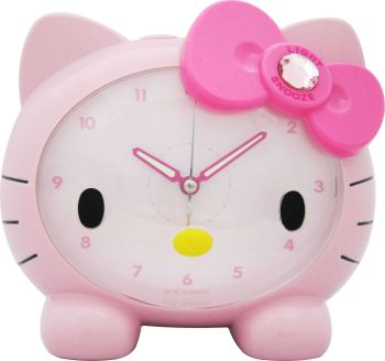 Hello Kitty D-Cut Snooze Nite Light Musical Alarm Clock Volume Control 8 Melody Chimes