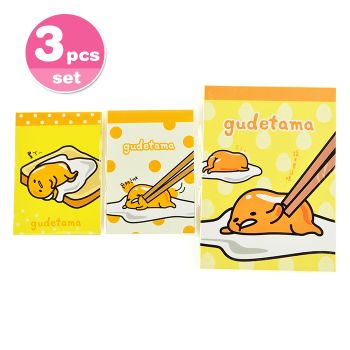 Sanrio Gudetama Memo Pad Notes Letter Notebook 3Pcs Set Yellow
