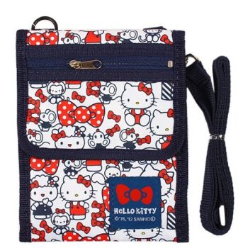 Hello Kitty Shoulder Bag Travel Organizer Pouch Ribbon Blue Sanrio