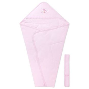 Hello Kitty w/ bear Baby embroidery Wrap Snug w/ Head Cover Pink Sarnio