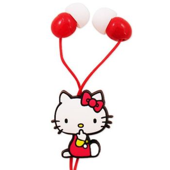 Hello Kitty Stereo Earphones Headphone Earbuds Sitting Posture Red Sanrio