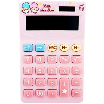 Little Twin Stars Portable Solar Power Basic Calculator Stars Pink 