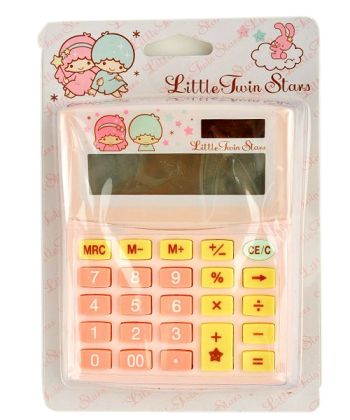 Little Twin Stars Portable Solar Power Basic Calculator 12-Digit LCD Pink TS-300