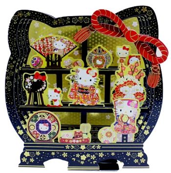 Hello Kitty Hinamatsuri All-Purpose Holiday Christmas Card 3D Black & Red 1PC