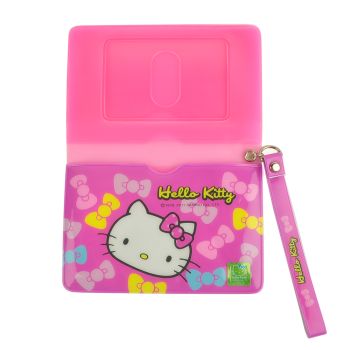 Hello Kitty ID Card Holder Tickets Pass Bag Strap Purple Ribbon C
