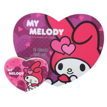 Sanrio My Melody Shapped Foam Mousepad with Coaster Ribbon Pink Heart