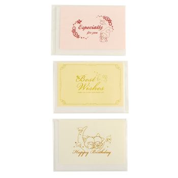 Sanrio Hello Kitty Bronzing Card Craft Mini Card for Deco Gift Card 3 Pcs Set