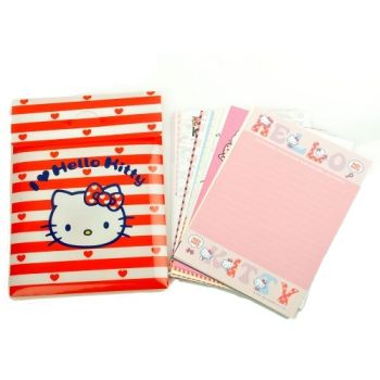 Hello Kitty Notes Memo Pad Letters W/ Folder Face Red Sanrio