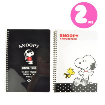 Peanuts Snoopy Spiral Notebook Memo Pad 16K size 2 Pcs Set Black White