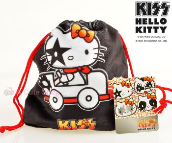 KISS x Hello Kitty Plush Drawstring Bag Cosmetic Pouch 