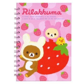 San-X Rilakkuma A5 Spiral Notebook Strawberry 