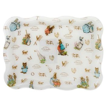 Beatrix Pottery Peter Rabbit Plastic Tray Plate Kitchen Tray Country Style White (S)