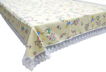Beatrix Pottery Peter Rabbit Lace Tablecloth 170x110cm Country Style Rose Yellow