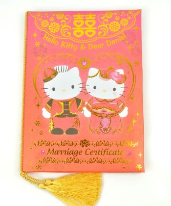 Hello Kitty & Dear Daniel Wedding Marriage Certificate Holder with Photo Frame Chinese traditional 