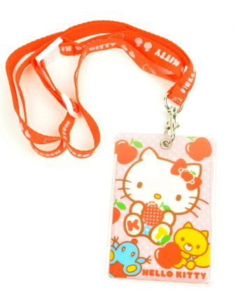 Hello Kitty ID Card Holder Pass Case Neck Strap Apple Sanrio