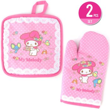 My Melody Heat Resistant Cooking Glove Oven Mitts + Placemat Pot Holder Set