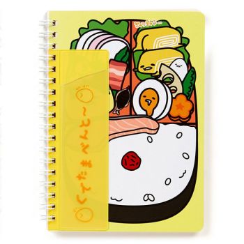 Gudetama Spiral Notebook Memo Pad B6 size with Pen Holder Yellow Sanrio Japan