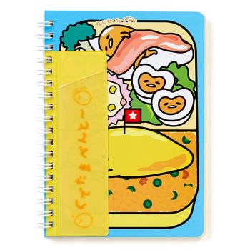 Gudetama Spiral Notebook Memo Pad B6 size with Pen Holder Blue Sanrio Japan