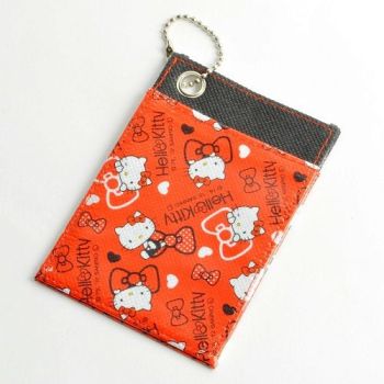Hello Kitty Ticket Holder Pouch Ribbon Red Sanrio