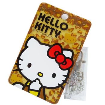 Hello Kitty ID Holder Pass Case Leopard Sanrio Pink / Brown