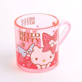 Hello Kitty Plastic Clear Cup Polka Dot Ribbon Red Japan Sanrio