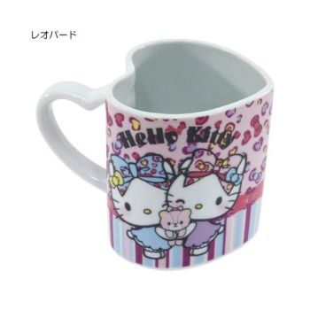 Hello Kitty Ceramics Mug Cup Heart-shape Leopard Ribbon  Sanrio  240ml