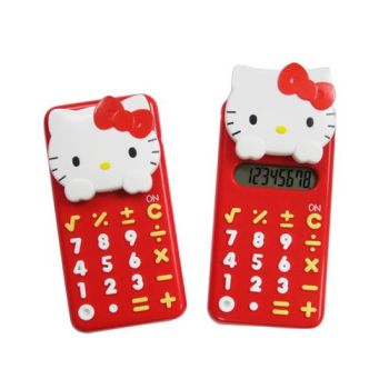 Hello Kitty Head-Shape Electronic Calculator Retro Red Sanrio 1 pc