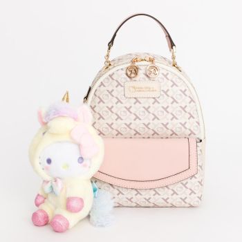 Arnold Palmer X Hello Kitty FACE Backpack Shoulder Bag Rucksack PU Leather Pink Women Girls Ladies Travel Bag