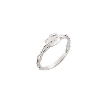 Sanrio Hello Kitty PT950 Platinum Diamond Wedding Band Engagement Ring 0.02 CT Eternal