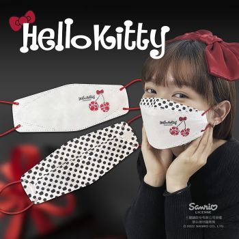 10 Pcs Hello Kitty Cherry Korean 4D Disposable Face Masks + Bonus Storage Bag 100% Taiwan Made Dual Colors Anti-Dust Filter Breathable 3 Layers