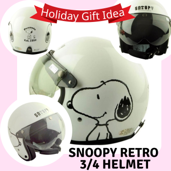 Holiday Gift Idea Snoopy Adult Open-Face Helmet Pilot Face Shield 3/4 Motorcycle Helmet Retro White