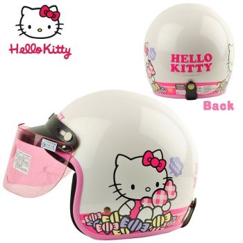 New Hello Kitty Adult Helmet 3/4 Motorcycle Helmet Removable Liner Candy White