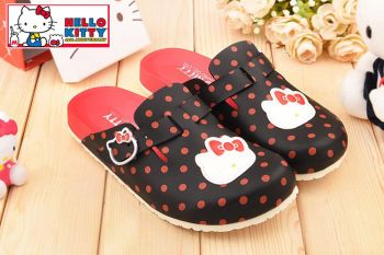 Sanrio Hello Kitty Girls Women Slippers Shoes Black Red Dot #915007