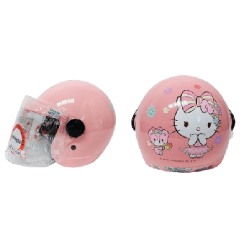 Hello Kitty Kid 3/4 Motorcycle Helmet Heart Glitter Pink Sanrio Big Ribbon