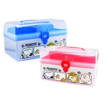 Peanuts Snoopy Hard Plastic Case DIY Handy Kit Storage Box Jewlery Box Red Blue