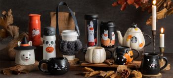 Starbucks Bearista Bear Black Cat Dalmatian 2022 Halloween Collection Pumpkins Spooky