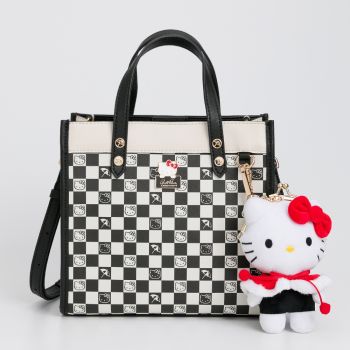 Arnold Palmer X Hello Kitty Monogram Tote Bag w/ Shoulder Strap Women Girls Ladies Bag +BONUS MASKS Black & White