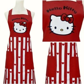 Hello Kitty Women Polyester Apron for Cooking Kitchen Craft Gardening RED Hearts