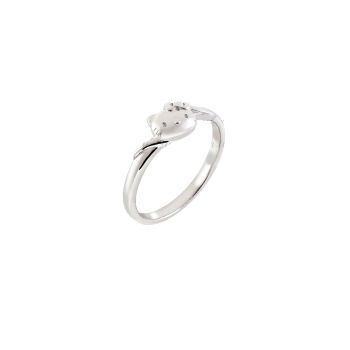 Sanrio Hello Kitty PT950 Platinum Diamond Wedding Band Engagement Ring 0.02 CT