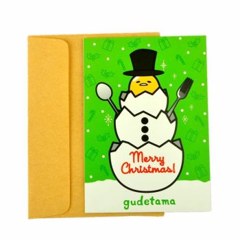 Sanrio Gudetama Lazy Egg Holiday Christmas Card 3D Snowman Green 1PC