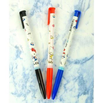 3 x Hello Kitty Pen Black Blue Red Smooth Writing Ball Point O.B. STYLE Korea New