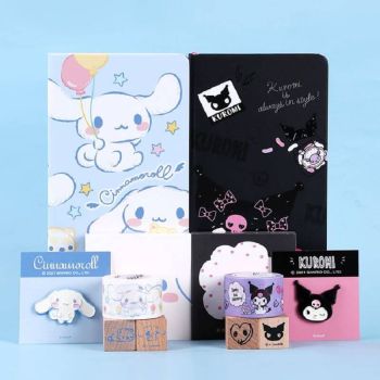 Cinnamoroll Kuromi Non-Dated Weekly Planner & Stamp Deco Mask Tape Brooch 6PC Gift Box Set Achieve Goals Journal Improve Productivity Refillable Bookkeeping Schedule