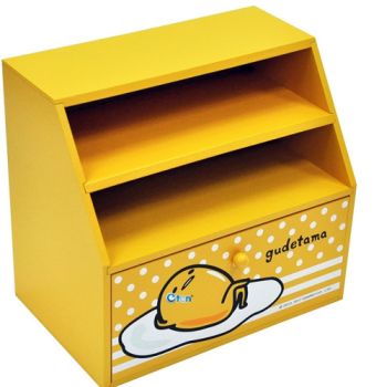 Gudetama Multi-purpose Desk Organizer Storage w/ Drawer Stand Wooden Sanrio